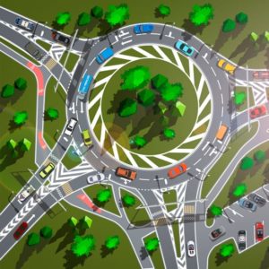 Roundabout Rotary Traffic Circle Above View Illustration