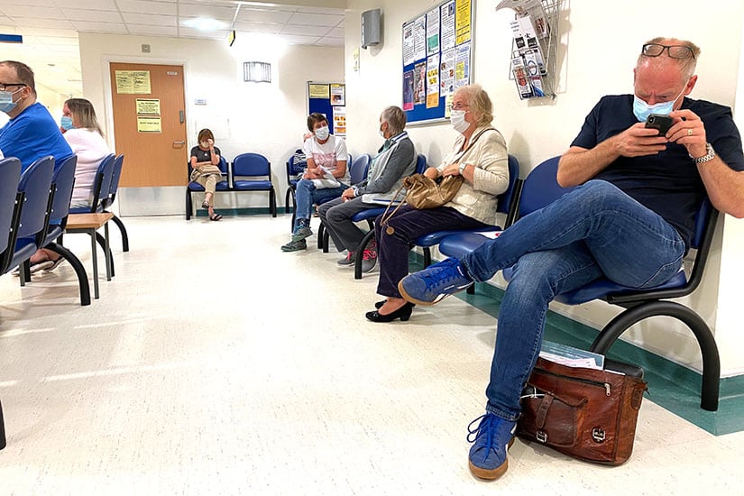 Coventry Warwickshire September 2020 hospital seating area during pandemic